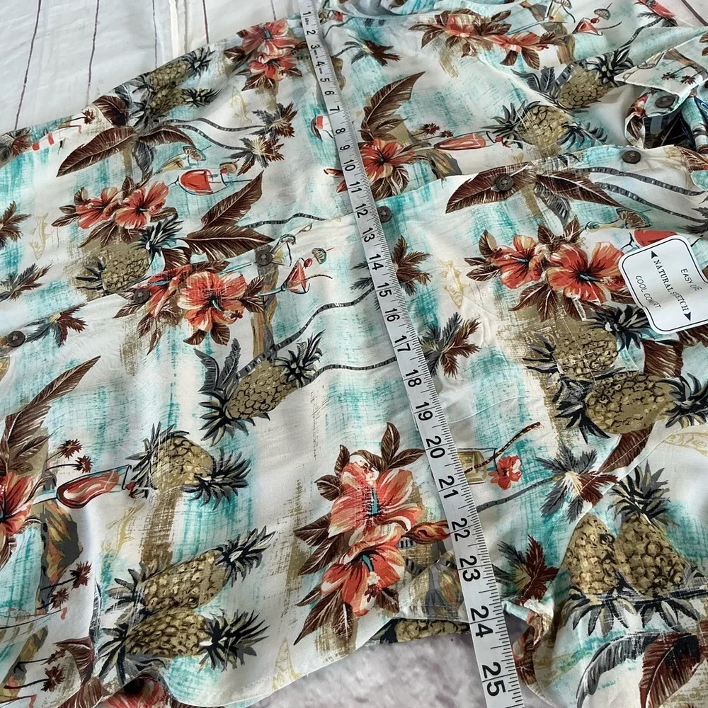 Campia Moda Men's Tropical Print Shirt - Red and Green - Picture 4 of 9